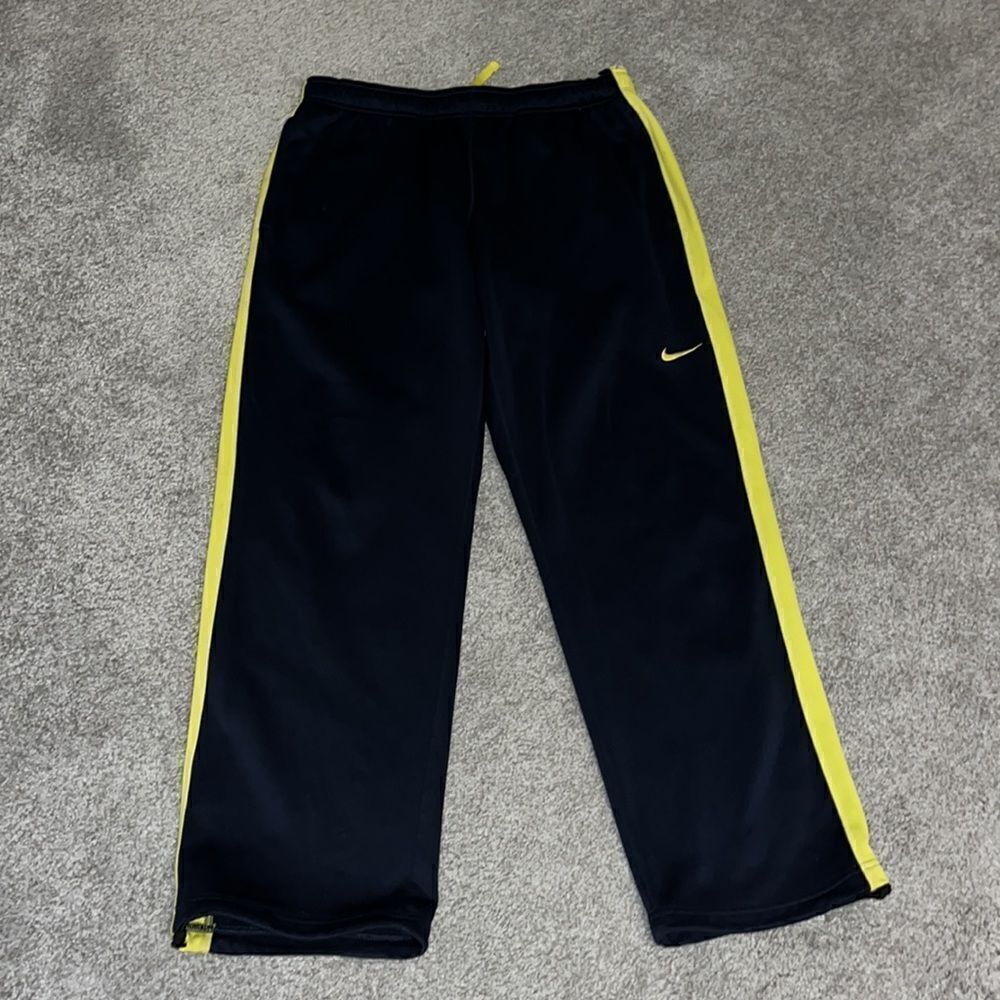 NIKE Blue Gold ThermaFit  Cinch leg running Workout gym warm up basketball pants